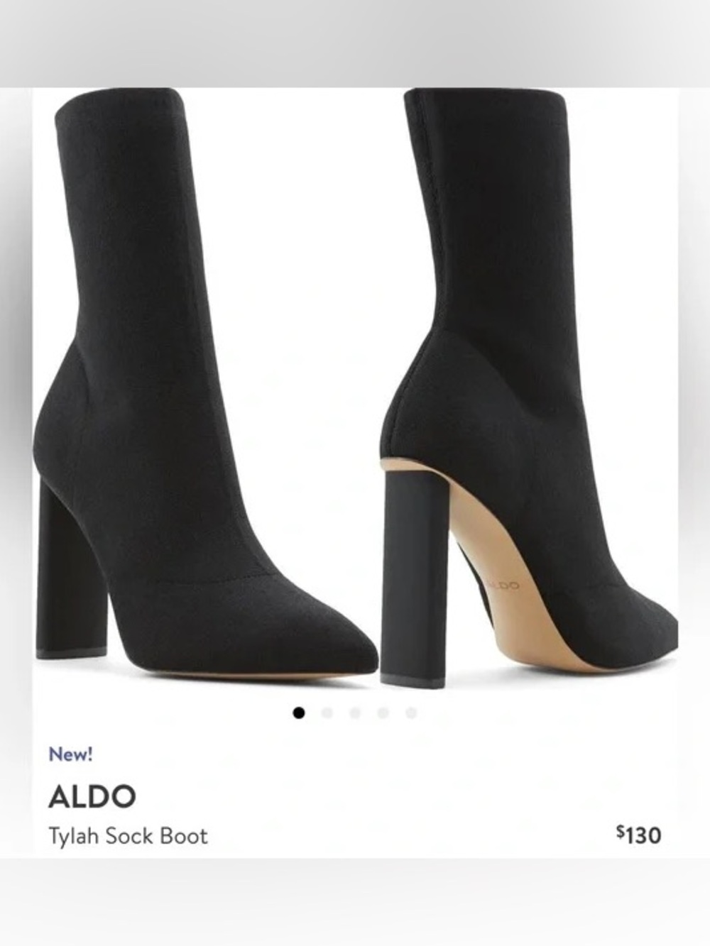 Aldo Black Pointed Sock Heeled Boots